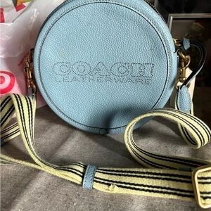 Coach Light Blue Leather Round Crossbody Bag